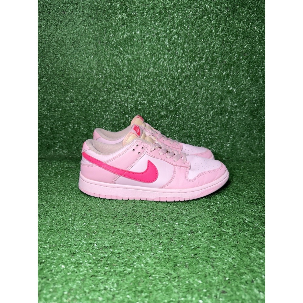 Nike Dunk Low Womens Size 5.5 Pink White Leather Casual Shoes Athletic Sneakers